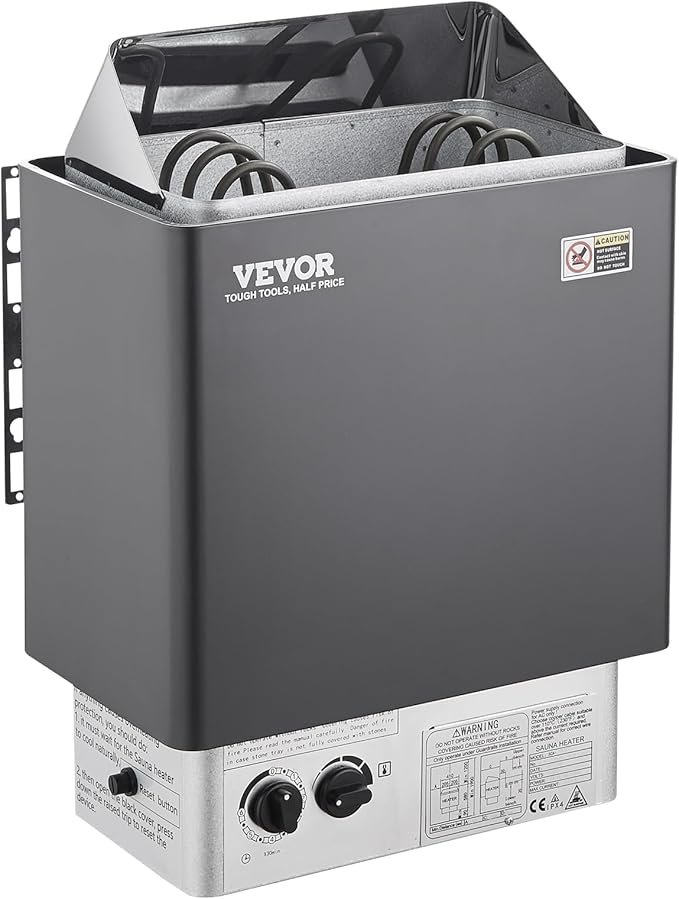 VEVOR Sauna Heater, 3KW 220V Electric Sauna Stove, Steam Bath Sauna Heater with Built-in Controls, 3h Timer and Adjustable Temp for Max. 70-141 Cubic Feet, Home Hotel Spa Shower Use