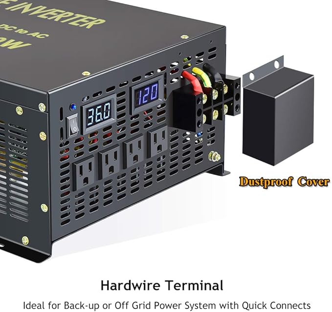 WZRELB 5000W 36V 110V Pure Sine Wave Power Inverter with 4 AC Outlets,Bipolar High-Frequency Inverter