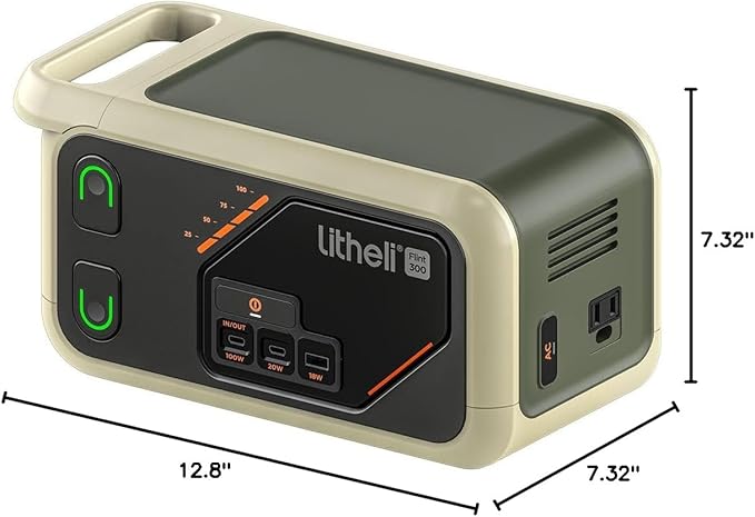 Litheli Portable Power Station 300SE, 255Wh with 100W USB-C Input/Output, 110V Pure Sine Wave AC Outlet, Solar Generator for Camping, Travel, Outdoors, Emergency, LED Display