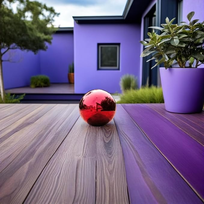 Toyvian Stainless Steel Mirror Reflective Ball: 5.3 Inch Polished Red Gazing Sphere Outdoor Garden Decoration Reflective Ornament