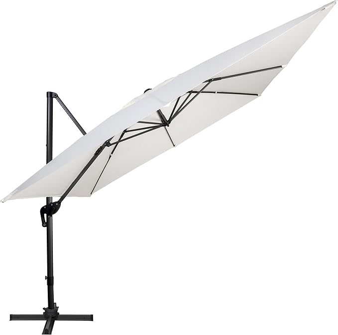 Sunnyglade 10x10Ft Cantilever Patio Umbrella Square 360° Rotation & Integrated Tilting System Offset Umbrella with 8 Sturdy Ribs, Fade-resistant & Waterproof for Garden Backyard Poolside Deck