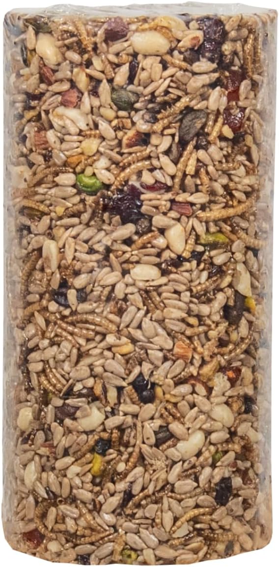 JCs Wildlife Bugs, Nuts and Berries Premium Bird Seed Small Cylinder with Hole, 1.5 lb (1 Cylinder)