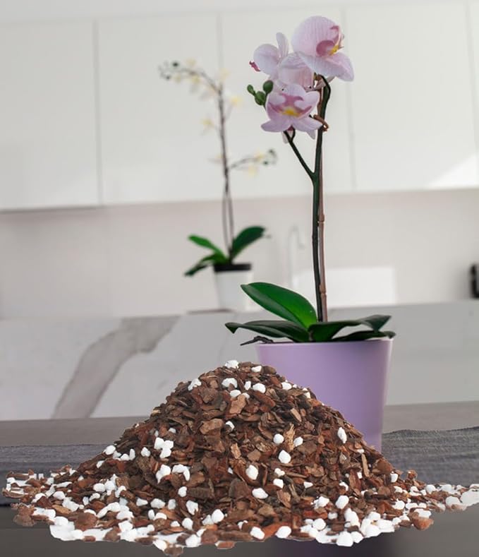 2QT Orchid Potting Mix with Mix Pine Bark & Perlite, Orchid Repotting Soil Medium Great for Indoor Plant Root Climbing & Expanding