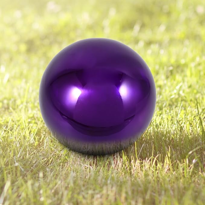 Stainless Steel Purple Gazing Ball - 5 Inch Mirror Reflective Sphere for Garden Decor Eye-Catching Outdoor Ornament