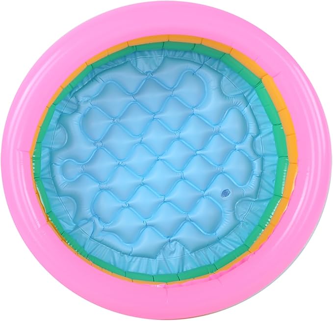 Kiddie Pool, Round Shape Bright Color Baby Basin Pool, Inflatable Swimming Pool for Indoor (L)