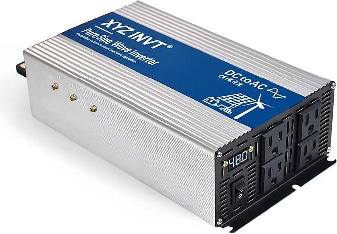 1800W Pure Sine Wave Inverter DC 48V to AC 120V, 3600W Peak Power with LED Display, Power Converter for Car, Truck, Solar, Home & Rechargeable Devices