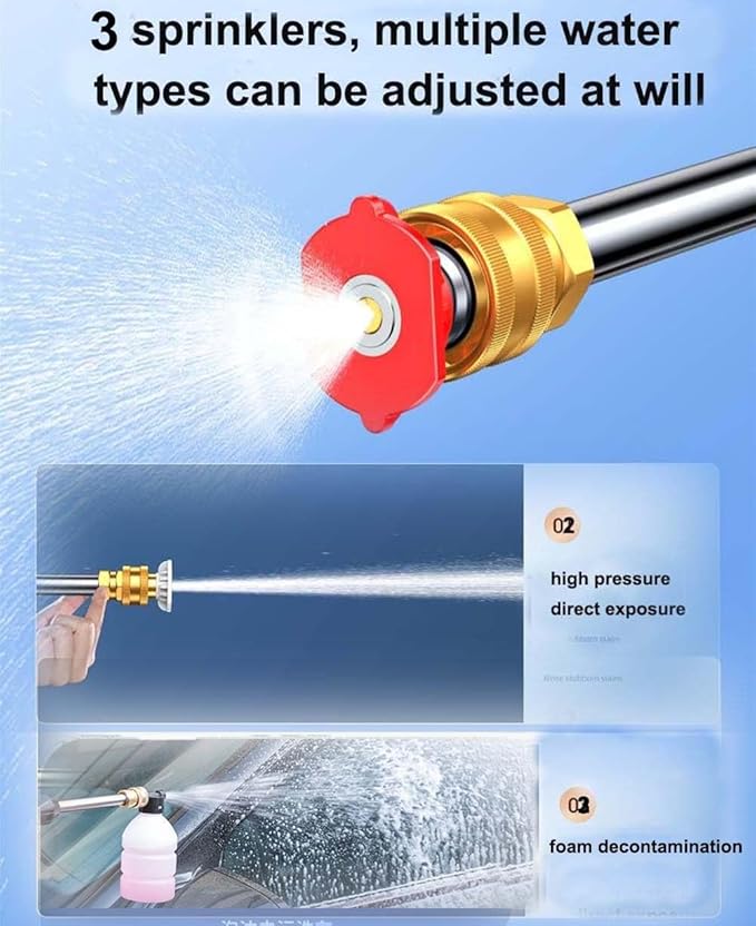 Cordless Pressure Washer Gun, 35Bar Portable Power Pressure Washer with 2 Adjustable Nozzle Suitable for Washing Cars/Fences/Siding, Portable Car Cleaning Kit (Upgraded)