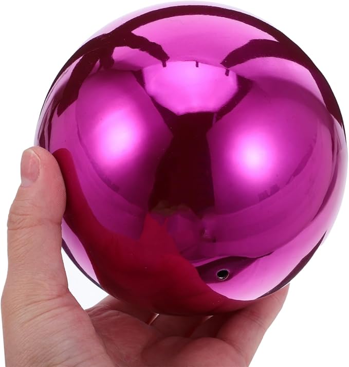 ibasenice Stainless Steel Mirror Reflective Gazing Ball 12 Inch Garden Decor - Purple Decorative Sphere for Outdoor Use 2Pcs Set