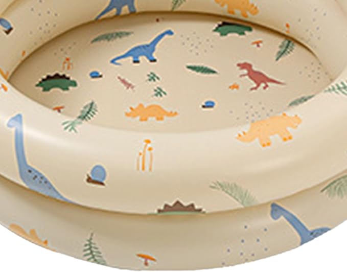 Inflatable Baby Retro Swimming Pool Family Cute Style Thickened Water Pool for Kids Indoor Outdoor Play (Beige Dinosaur)