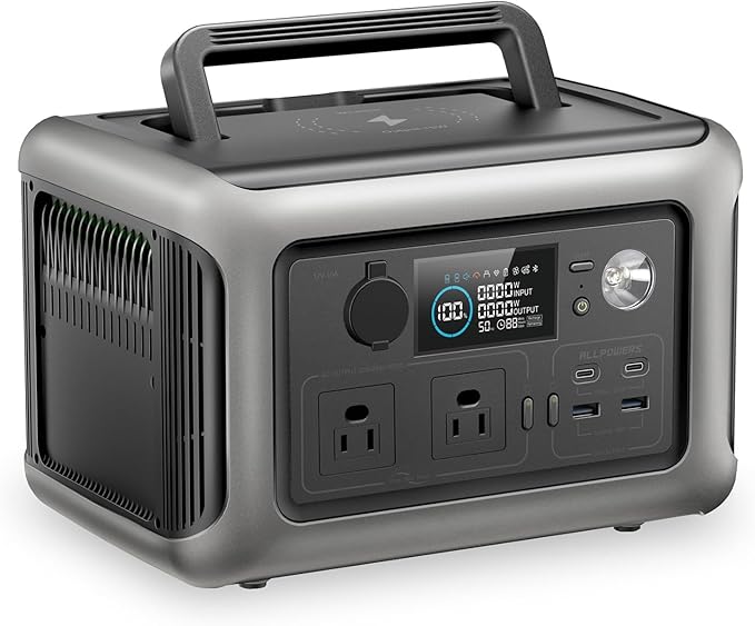 ALLPOWERS 600w Portable Power Station, 299Wh LiFePO4 Battery Backup, R600(Peak 1200w) Solar Generator, 1 Hour Fast Charge Solar Power Bank, for Home Outdoor Travel Emergency RV