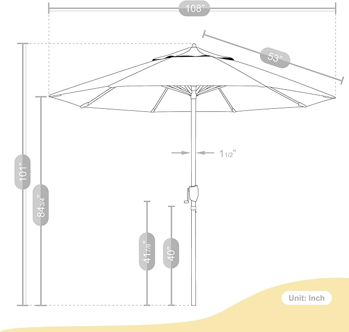 California Umbrella 9' Round Sunbrella Aluminum Outdoor Deck, Pool or Patio Umbrella, Crank Lift, Auto Tilt, Bronze Pole, Tuscan