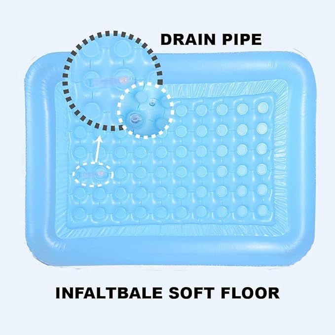 Inflatable Pools for Kids and Adults, 82" X 57" X 25" Kiddie Pools with Inflatable Soft Floor, Durable Family Swimming Pool for Backyard, Garden or Indoor (Blue)