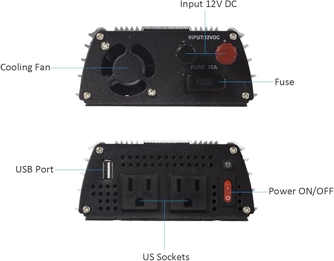 400W Power Inverter DC 12V，Output 110V-120V AC Car Inverter with USB Car Adapter