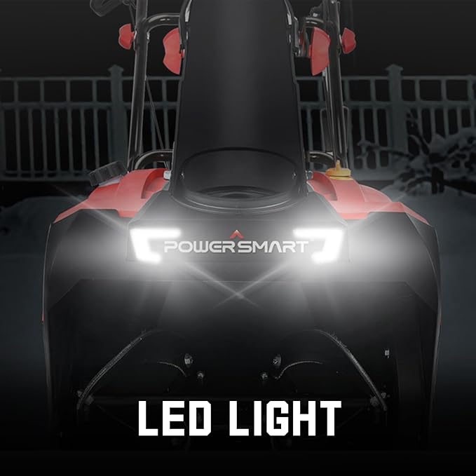 PowerSmart Single-Stage Gas Snow Blower with Electric Start, 21-Inch, 212cc 4-Stroke Engine, LED Light