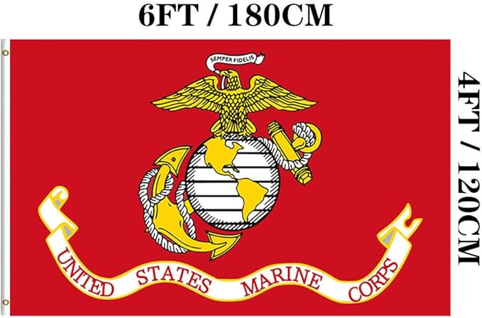 Jayus Double Sided US Marine Corps Military Flags 4x6 FT Outdoor - Vivid Colors 220D Marine Corps Flag Banner with 2 Grommets