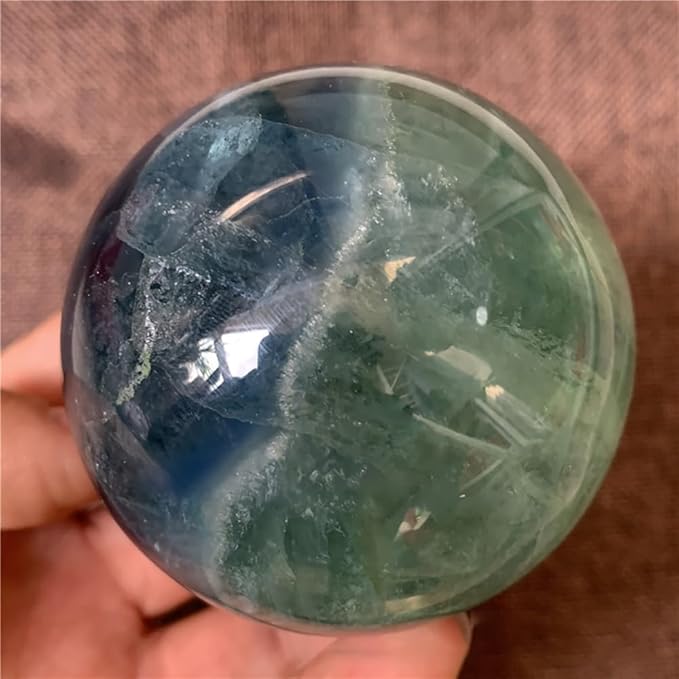 5-6CM/1.97-2.36inch Natural Fluorite Crystal Ball Hand Polished Fluorite Sphere Decorative Sphere Healing Crystals Ball Healing Stone Crafts Home Decor Ornament Gifts (50-60mm, Fluorite)