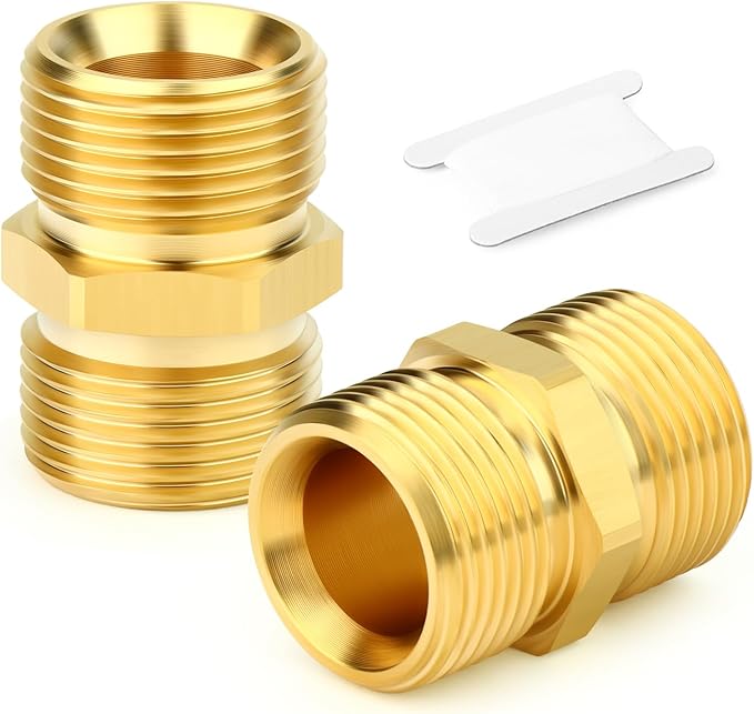 GASHER 2Pcs Brass M22 Pressure Washer Fitting,M22-14mm Male x M22-14mm Male Thread Fittings,For Pressure Washer Hose