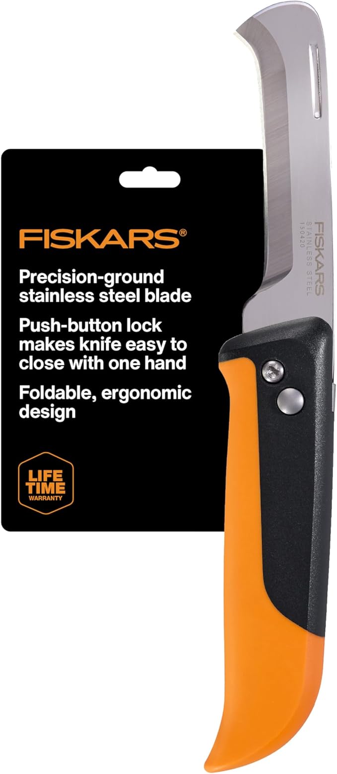 Fiskars Folding Knife for Produce Harvesting, Foldable Gardening Hand Tool with Ergonomic Design
