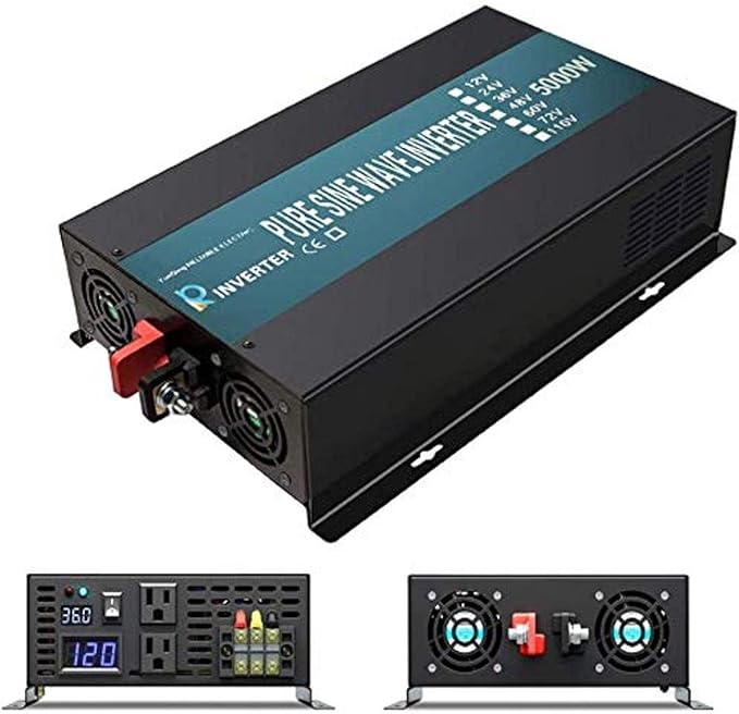 WZRELB 5000W 36V 120V Pure Sine Wave Power Inverter with 2 AC Outlets,Car Inverter