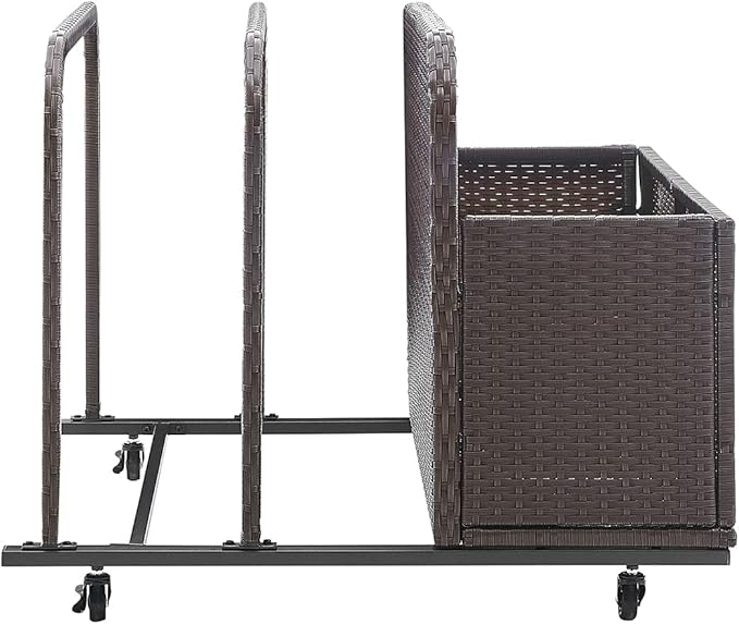 Barton Rolling Toy Caddy All-Wicker Outdoor Patio Furniture Organizer Wicker Box Float Deck Rolling Holder Bench