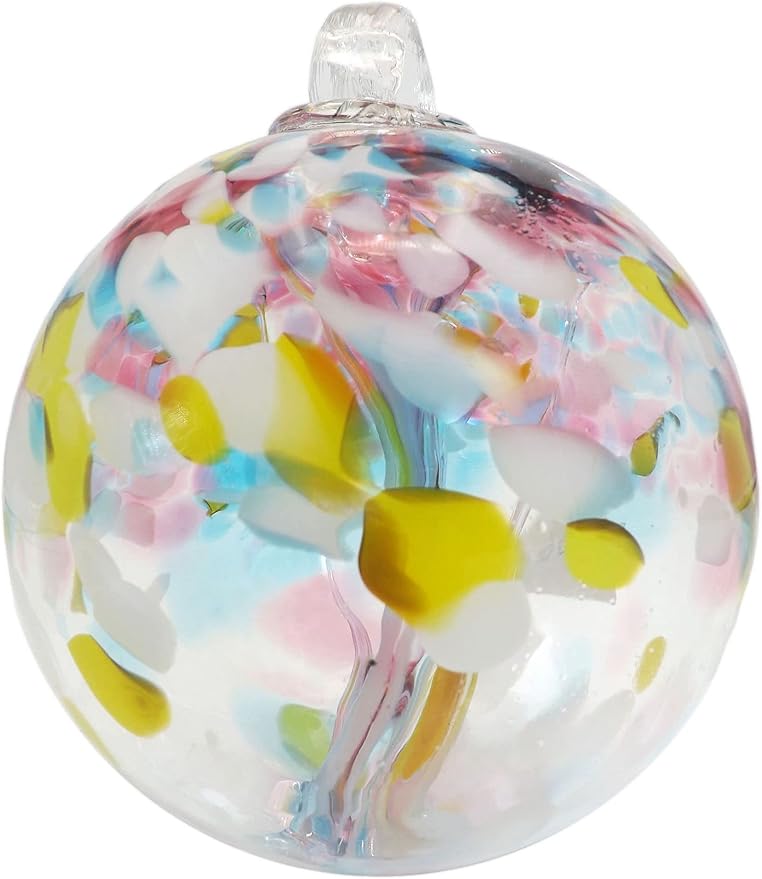 Dale Tiffany Hand Blown Glass, 4" Diameter Spring, Tree of Life Collection, Witch Globe Hanging Garden Indoor/Outdoor Decorative Ornament Gazing Ball