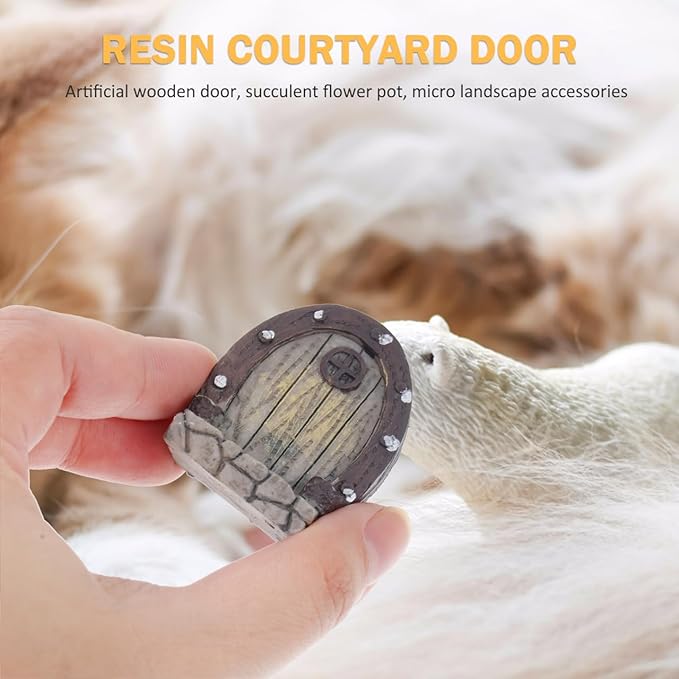 Mipcase Mini Garden Furniture Resin Simulation Wood Door for Micro Landscapes 5pcs Miniature Door Decorations for Fairy Garden Accessories and Pot Plants
