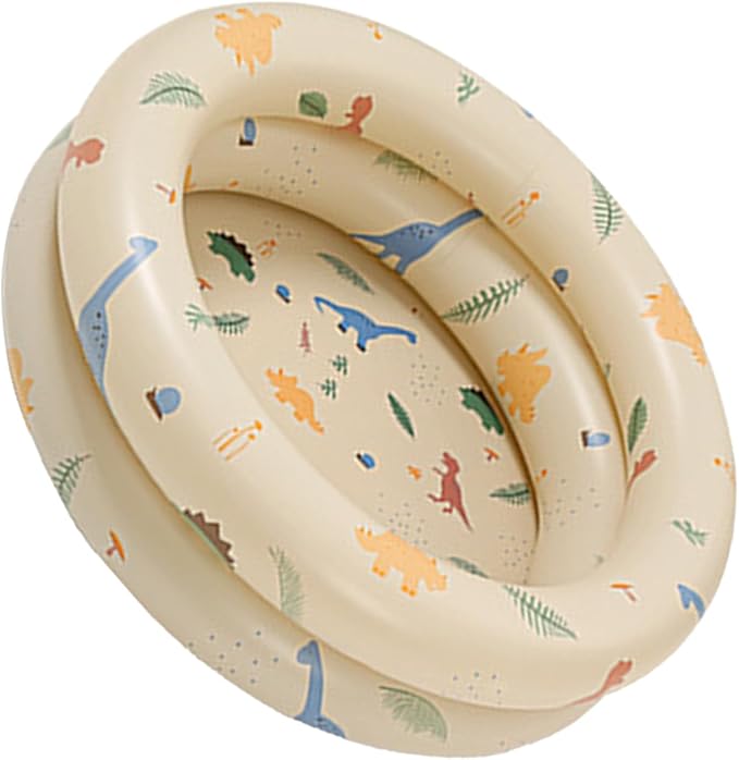 Inflatable Baby Retro Swimming Pool Family Cute Style Thickened Water Pool for Kids Indoor Outdoor Play (Beige Dinosaur)