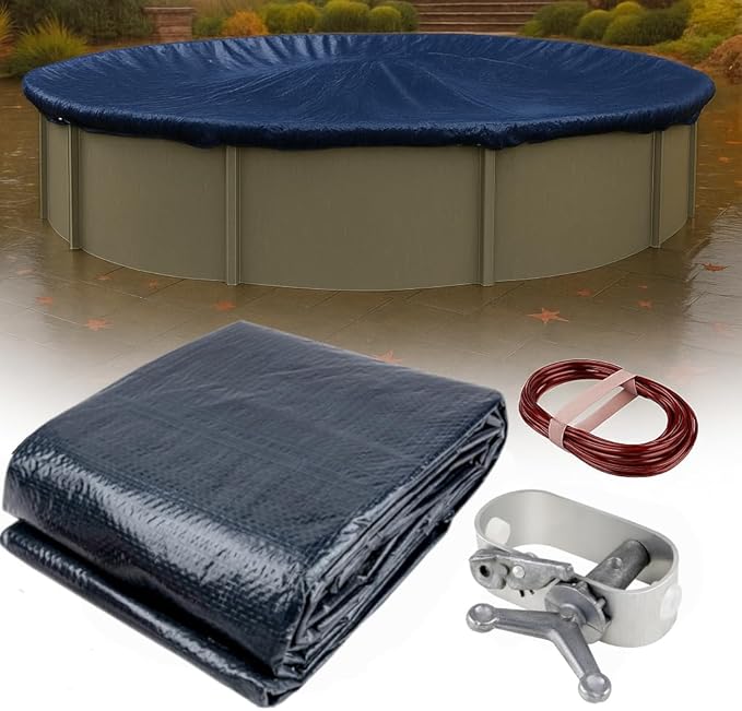 21’ ft. Premium Round Pool Winter Cover for Above Ground Pools – 10-Year Warranty, Cold and UV Resistant, Weatherproof and Durable, Winch & Cable Included