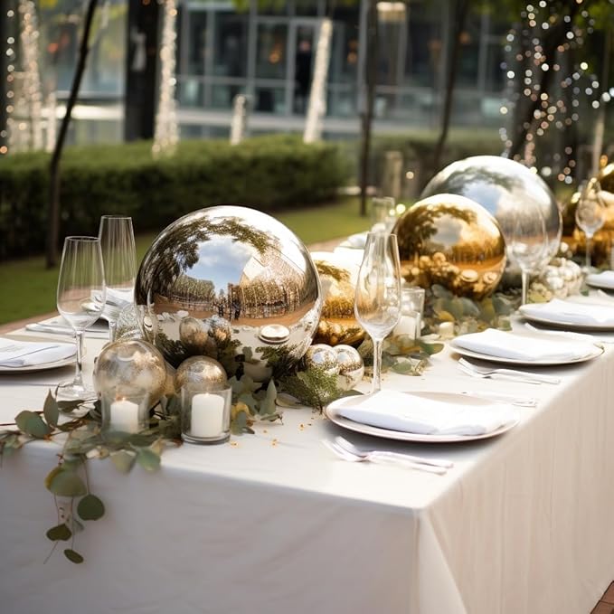 Balsa Circle 16 in Silver Stainless Steel Globe Gazing Reflective Mirror Balls Outdoor Garden Decor Centerpieces Wedding Party Events Reception Home Decorations Modern Ornaments Landscaping Accents