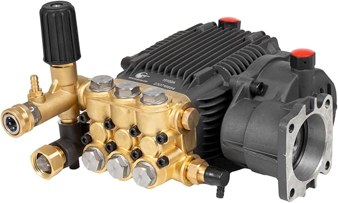 Canpump CF 3222 GB Pressure Washer Pump with Gearbox – 3200 PSI, 2.2 GPM, 3/4″ Shaft, Horizontal, Triplex, External Unloader – Commercial Grade Replacement Power Washer Pump – For 6.5 HP Gas Engines