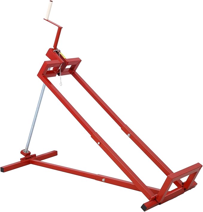 Ride on Lawn Mower Jack Lift, 800 Lbs Capacity Lawn Tractor Lifter Telescopic Maintenance Jack for Lawn Mowers and Garden Tractors, Lawn Tractor + 45°Tilt Adjustable (Red)
