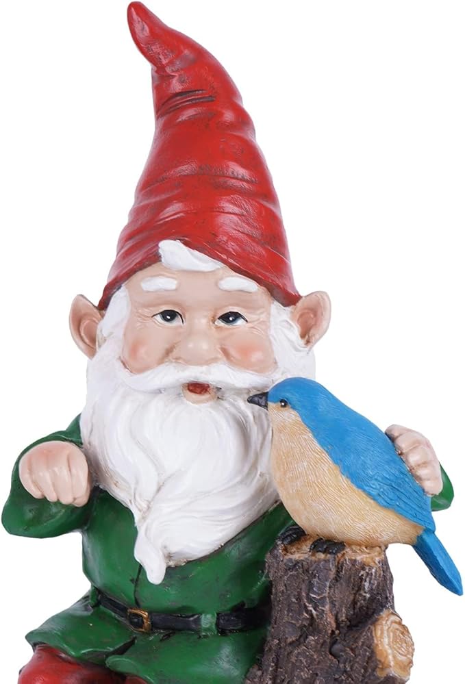 TZSSP Outdoor Gnome Statue Decoration Garden Statue Hand-Painted Statue with Bird Statue for Patio,Lawn,Garden Decoration