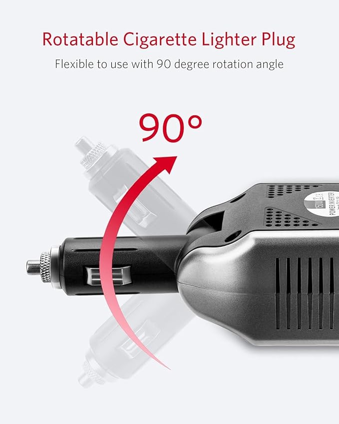 BESTEK 150W Power Inverter 12V to 110V Voltage Converter PD30W QC18W Car Charger Power Adapter with Charging Ports