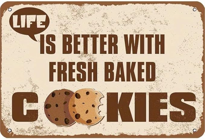 8x12feet optional, one/two pack tinplate painting, freshly baked cookies make life better iron poster painting tin sign retro wall decoration,easy to operate.