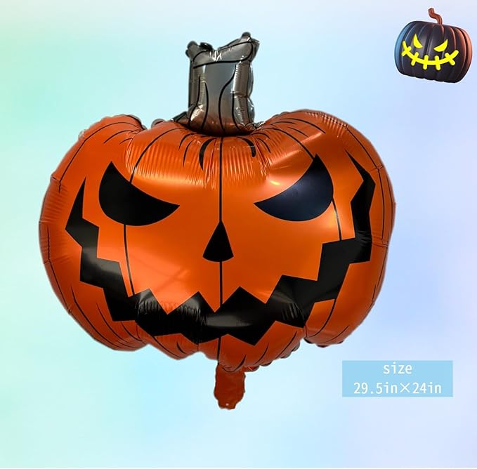 7 Pcs Halloween Ghost Foil Balloons Ghost Pumpkin Bat Spider Cat Monster Scary Decorations Cute Mylar Balloons Kit for Trick or Treat Party Decor Supplies for Indoor Outdoor Boo Day Party Supplie