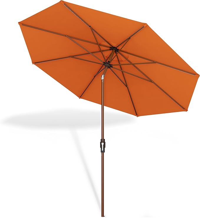 Midtown Umbrellas Sunbrella Umbrella Outdoor Patio Umbrella 2-8 Feet in Canvas Tuscan Acrylic Fabric - Auto-Tilt Aluminum Frame For Backyard Umbrella, Deck Umbrella & Porch Umbrella - Wooden Pole