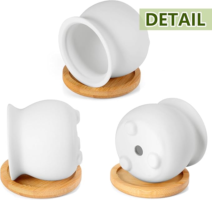 Remerry 12 Pcs Small Ceramic Pots 2.5 Inch Mini Succulent Pots Valentine's Day Gifts DIY Figurines Paint Craft Kit Unpainted Ceramic Bisque with Drainage Hole Ready to Paint for Classroom(Classic)
