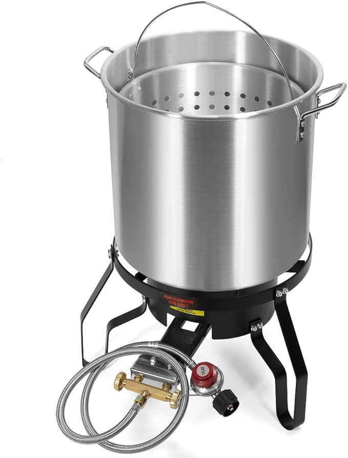 Barton 3PCS 52 Quart High-Pressure Turkey Deep Fryer Propane Burner All Purpose 80,000 BTU Boiler Roaster Seafood Crawfish Pot Boiling Cajun Gas Stove
