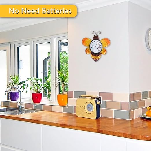 Indoor Outdoor Thermometer, Bee Wall-Mounted Thermometer Waterproof for Patio Garden Yard & Living Room, No Battery Needed