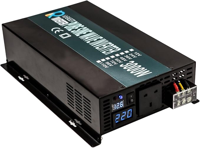 WZRELB 5000W 24V 120V High Frequency LED Display Off Grid DC to AC Converter Power Supply True Pure Sine Wave Solar Power Inverter(Black)
