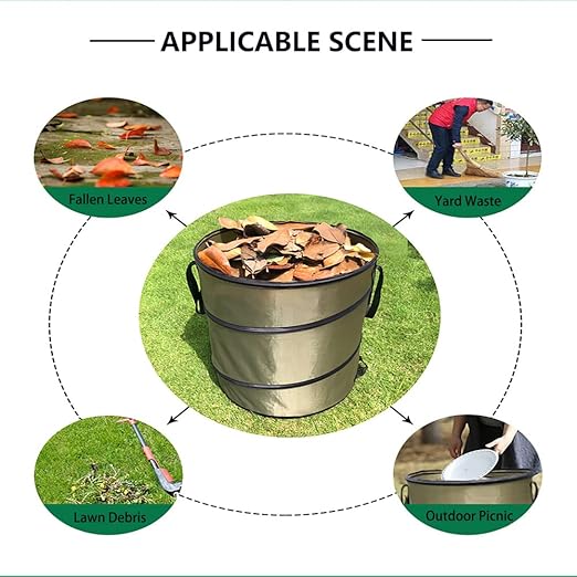 Camping Trash Can, Pop-Up Trash Can/Recycle Bin, Reusable Yard Waste Bags/Lawn Bags/Leaf Bags, Car Garbage Can, Foldable Camping Recycling Bin 2-Pack (Green10gallons)