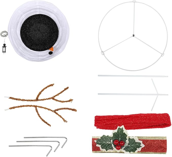 Outvita Outdoor Christmas Decorations 4ft Lighted Snowman, White Snowman with Twinkle Lights Red Scarf Black Hat, Foldable Snowman for Xmas Indoor and Outdoor Garden, Yard Decor