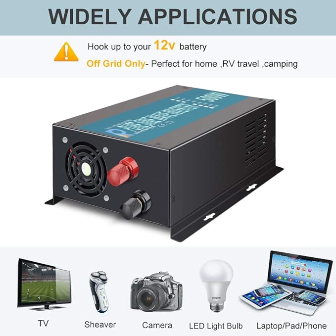 Reliable RBP-500S-LED 500w Pure Sine Wave Solar Power Inverter 12v 120v 60hz(Black)