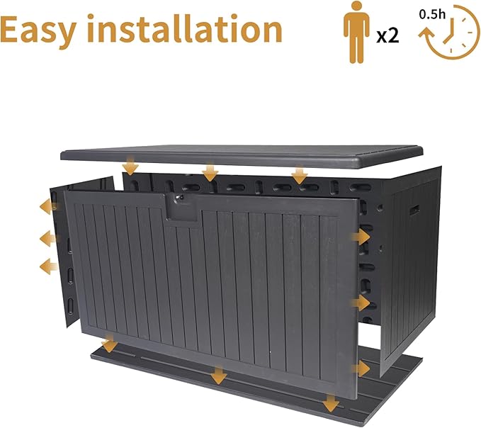LANTRO JS 230 Gallon Deck Box Waterproof, Outdoor Storage Box Waterproof Lockable with Divider and Lifter Prevent Water Seeping into from Floor for Patio Cushions