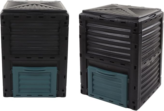 Large Capacity Compost Bin with Vent and Hinged Cover for Kitchen Garden Outdoor