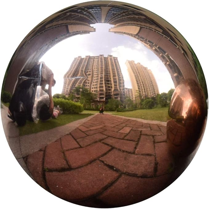 15 cm/6 inch Diameter Gazing Globe Mirror Ball,Rose Gold Stainless Steel Polished Reflective Smooth Garden Sphere,Colorful and Shiny Addition to Any Garden or Home