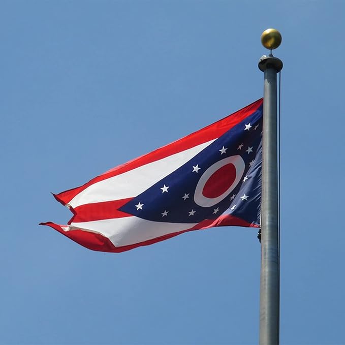 Bradford Ohio State Flag 3x5 ft Outdoor, Double Sided Burgee Heavy Duty, 3 Layers OH State Flag With 2 Brass Grommets for Outside House Long Lasting