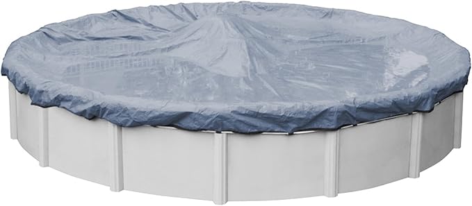 Robelle 21 ft Commercial Blue Winter Pool Cover for Above Ground Pools, 4 ft Overlap (25 ft Cover Size), Solid 12 x 12 Scrim, 3.7 oz/yd2, 18-Year Warranty, Style: 3421-4A