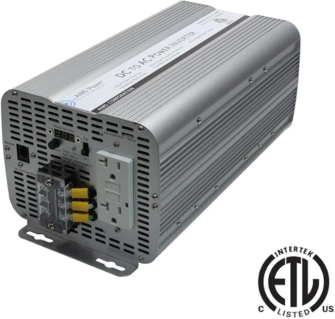 AIMS Power 3600 Watt / 7200 Watt Peak Modified Sine Power Inverter 12 Volt DC to 120 Volt AC ETL Listed with Remote