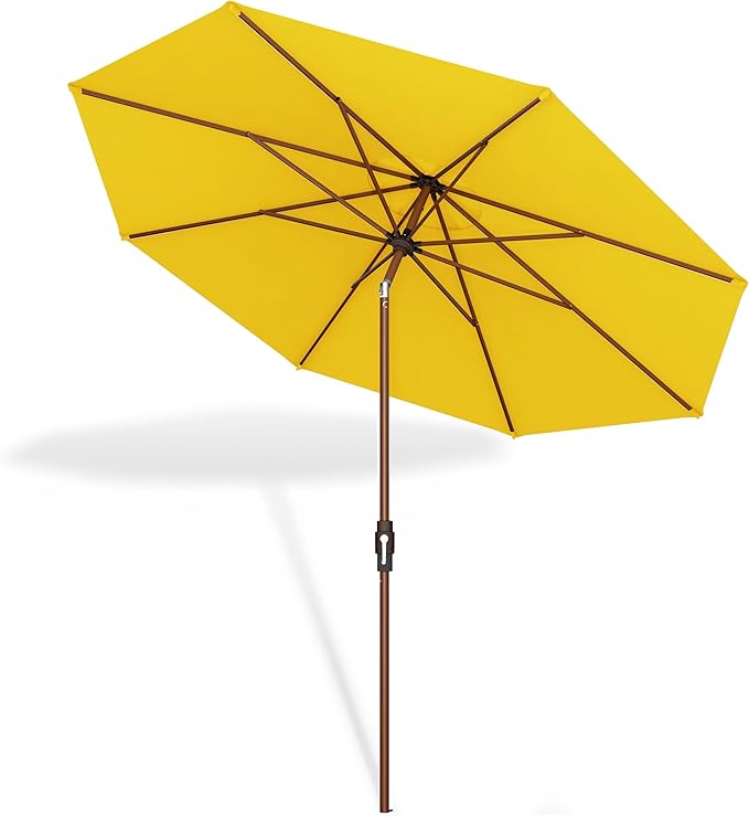 Midtown Umbrellas Wooden 2-8 Feet Outdoor Patio Umbrella, Terylast Sunflower Yellow Fabric, Aluminum Frame For Backyard Umbrella, Deck Umbrella, Garden Umbrella & Pool Umbrella - Wooden Pole